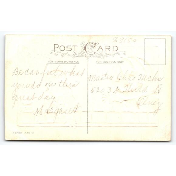 Vintage Halloween Greetings Postcard with Pumpkin Head & Boy, Divided Back - Picture 2 of 2